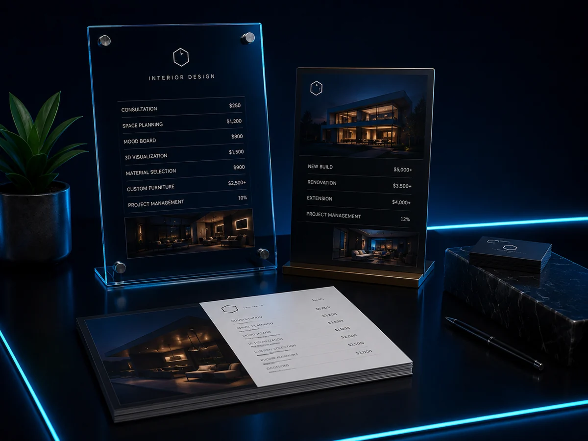 Price list design examples
