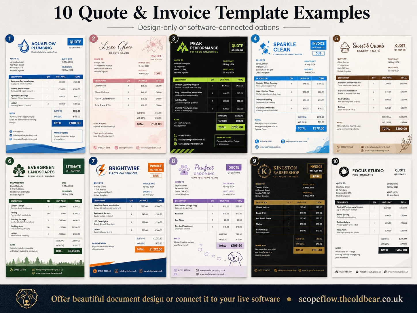 10 Invoice And Quote Template Designs