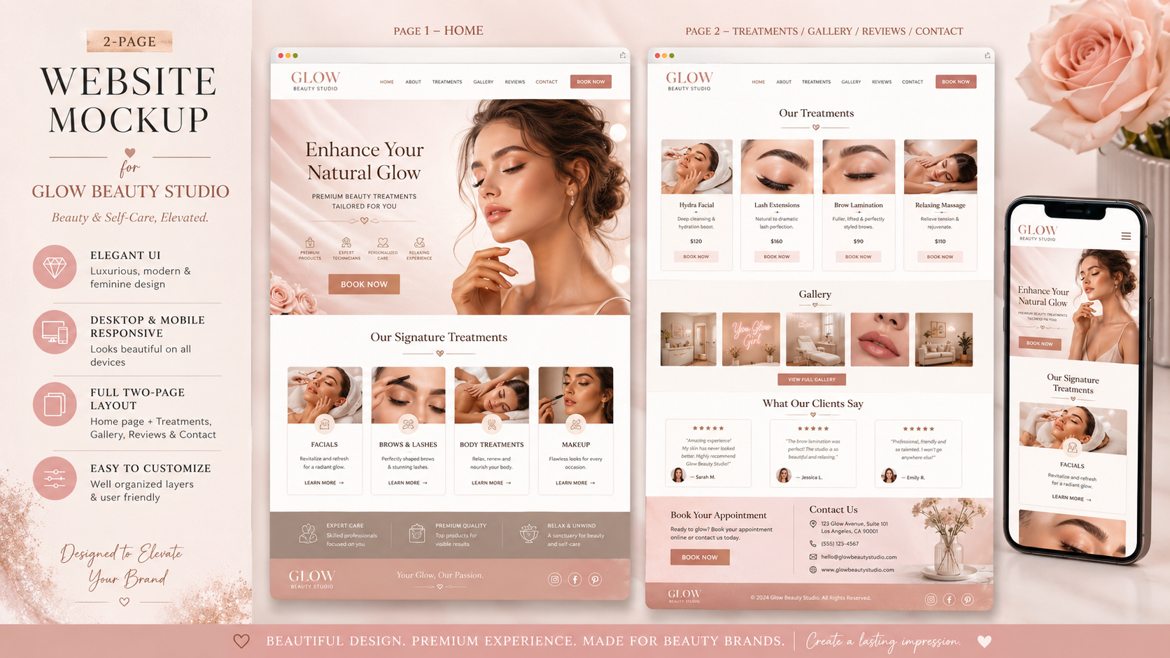 Luxury Beauty Website Mockup Design